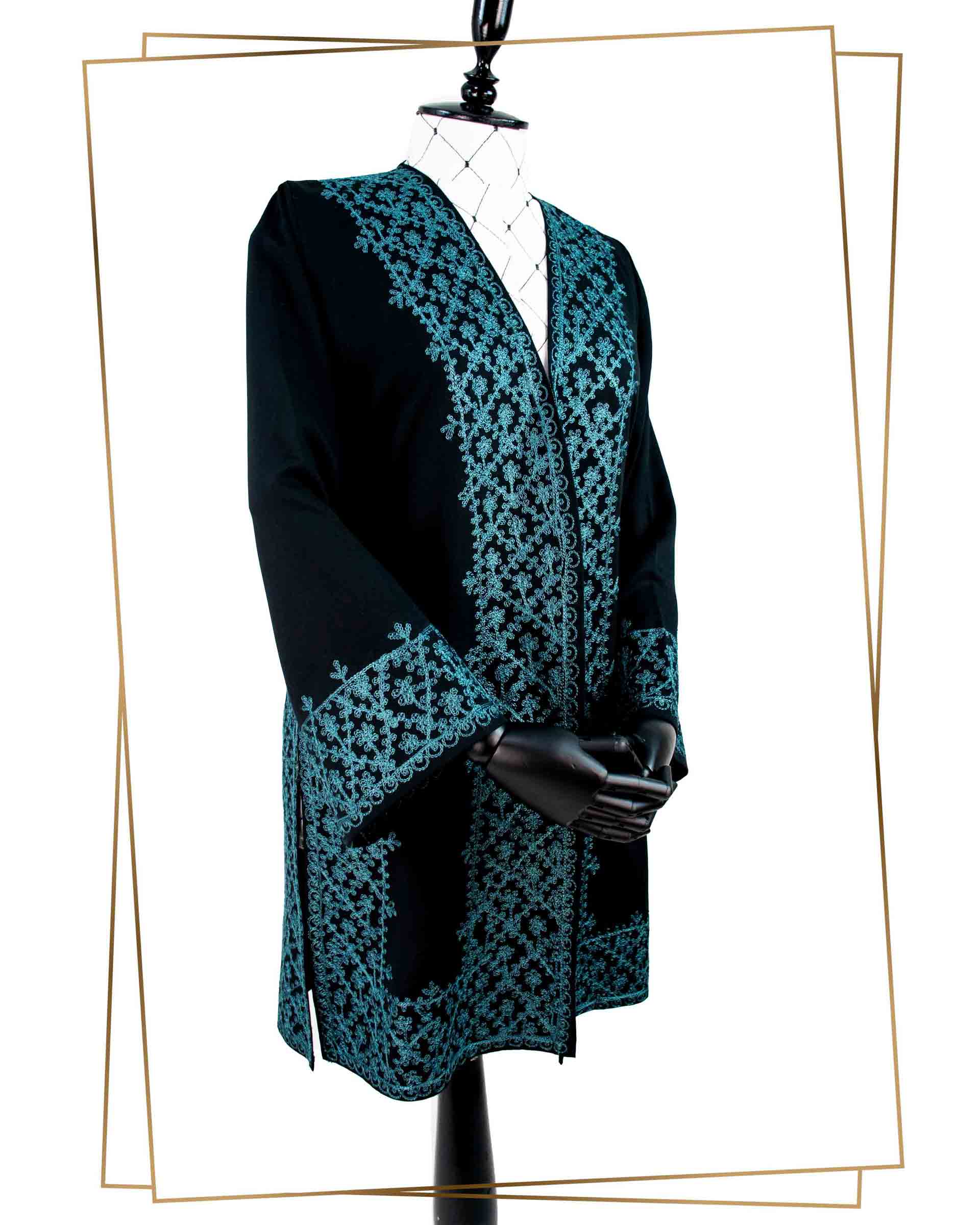 Darmishq - Black Jacket with Turkuaz Aghabani - 004