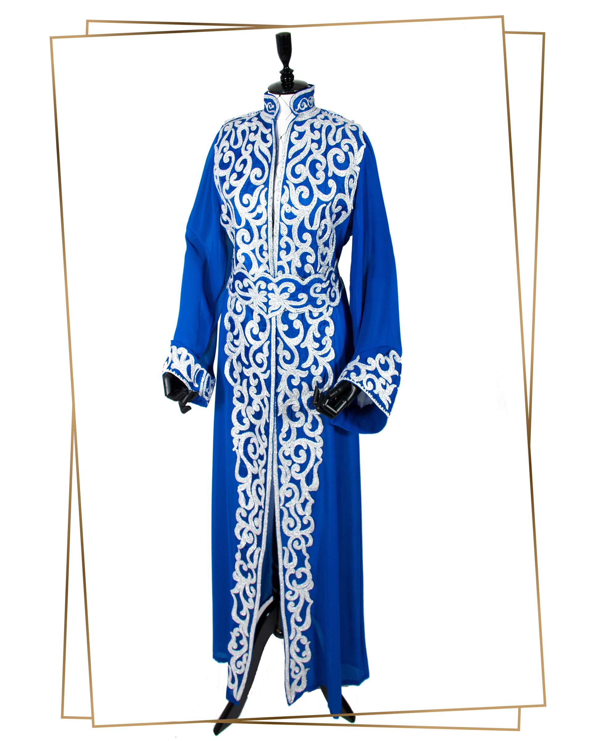 Darmishq - Blue Chiffon Aghabani Abayie – Kaftan - 001