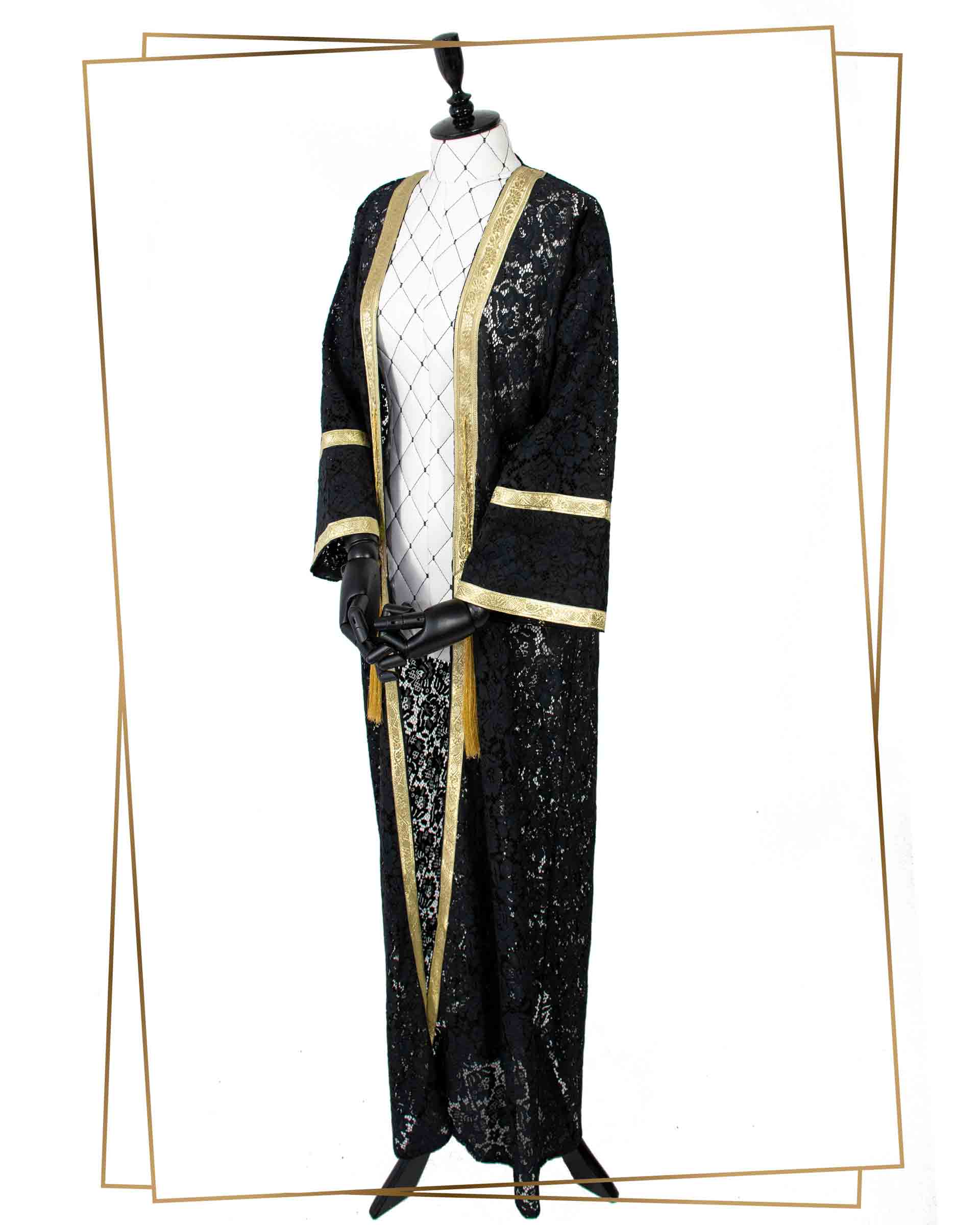 Darmishq - Black Dantel Abaya - 006